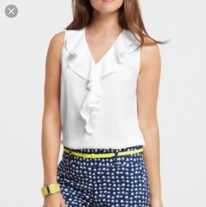 (Ann Taylor) GREEN Ruffle Tank Top